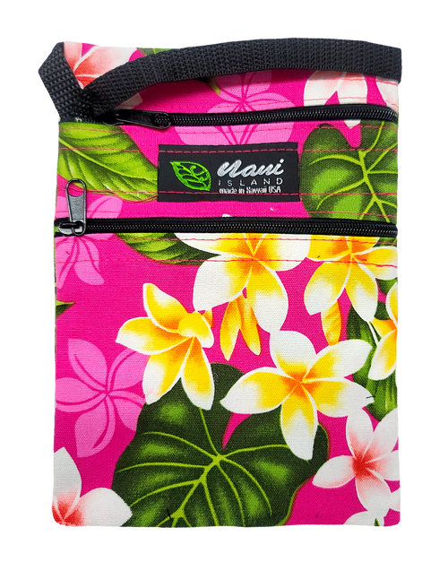 Island Style Passport Bag - Plumeria Chain: Pink