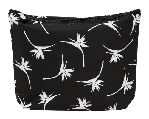 Hawaii Loa Tyvek Water Resistant Medium Pouch: Black & White Bird of Paradise