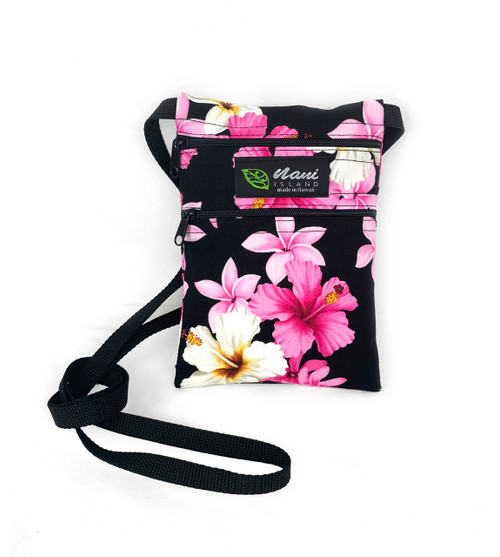 Island Style Passport Bag - Floral Dream: BLACK