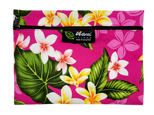 Island Style Cosmetic Pouch - Plumeria Chain: Pink