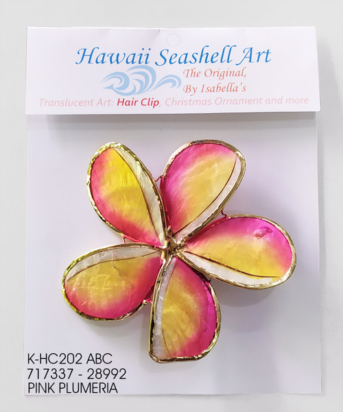 Hawaii Seashell Art Hair Clip - Pink Plumeria