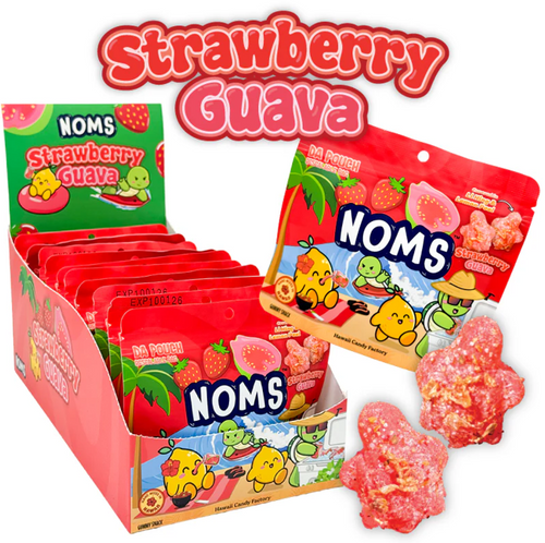 NOMS Li Hing & Lemon Peel Candies: Strawberry Guava Packaging