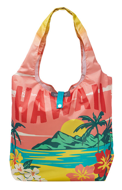 Paradise Foldable Tote: Island Chain bag open with bags held up