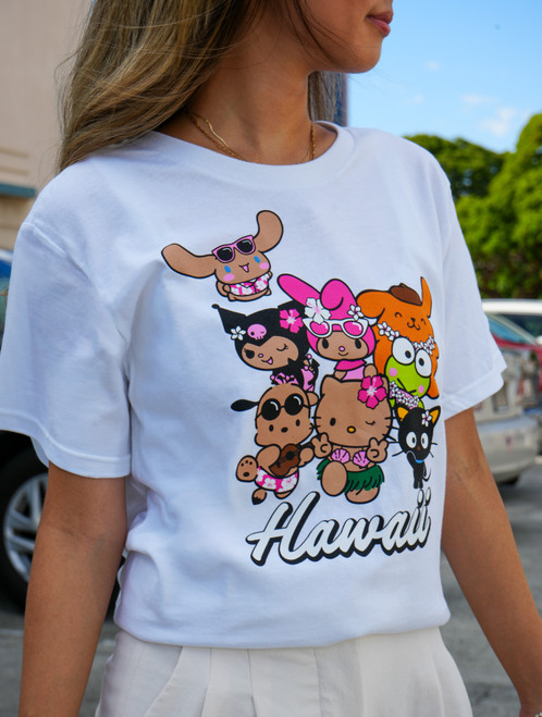 model in Ladies Hello Kitty & Friends Tees - Collage: White