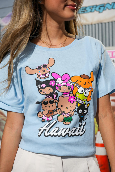 model in Ladies Hello Kitty & Friends Tees - Collage: BLUE