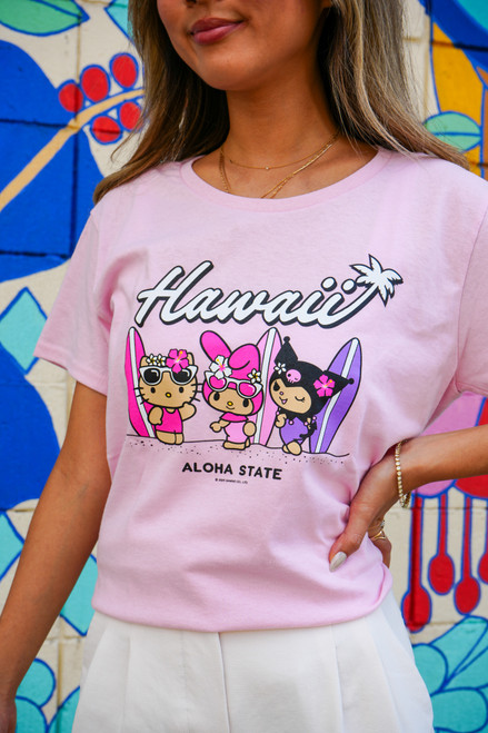 model in Ladies Hello Kitty & Friends Tees - Surf: Pink