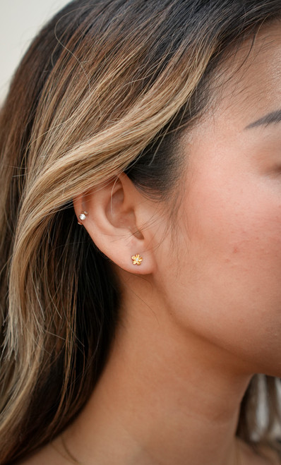 Moana Collection Gold MINI Stud Earring: Plumeria