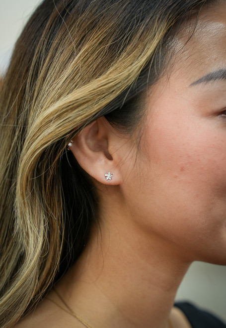 Moana Collection Sterling Silver MINI Stud Earring: Plumeria