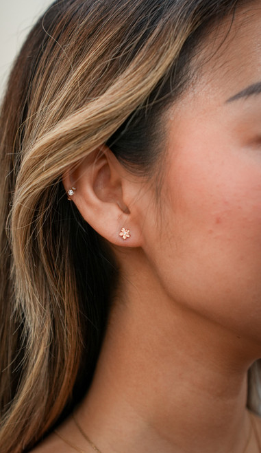 Moana Collection Rose Gold MINI Stud Earring: Plumeria