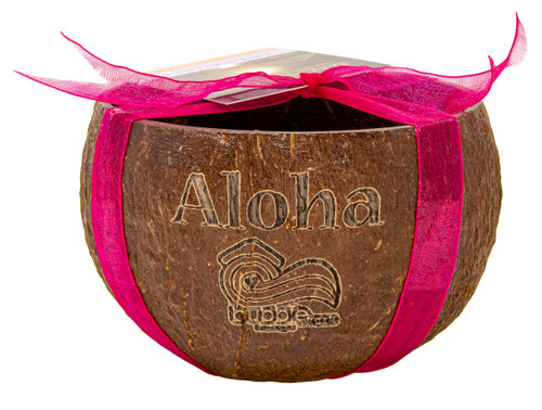 Medium Coconut Shell Soy Candle: ALOHA Tuberose Side View