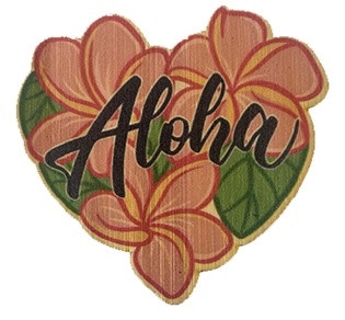 Bamboo Stickers - Aloha Plumeria Heart