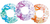 36" Hibiscus Inflatable Ring shown in turquoise, purple, and orange