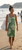 model in Napua Collection Sundress: Monstera Leaf - Olive w/ Tan