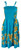 Ladies Elastic Tube Dress - Plumerias: Turquoise Model with Strap