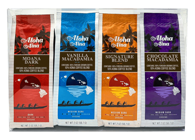 Aloha Aina Kona Coffee Blend* 4 Pack Acetate Gift Set