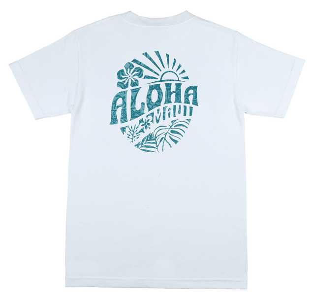 Crew Neck Tee - MAUI Aloha State: White
