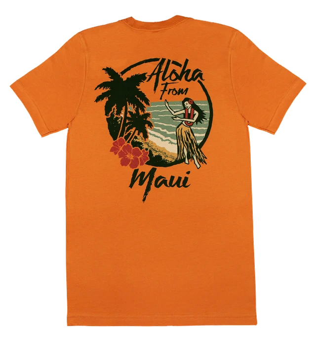 Vintage Dyed Tee - MAUI Hula: Orange
