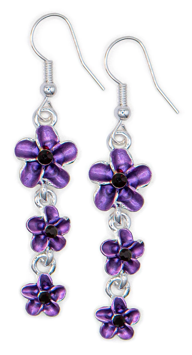 花飾りの女 Triple Plumeria Flowers Earrings by Aloha 808: Pink