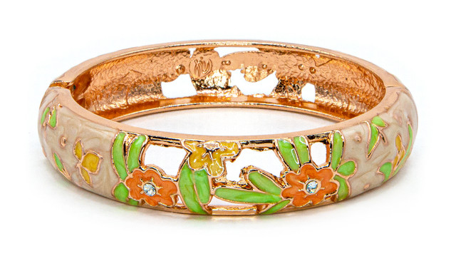 Large Island Bangle - Flower Design: White