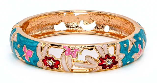 Large Island Bangle - Flower Design: Turquoise