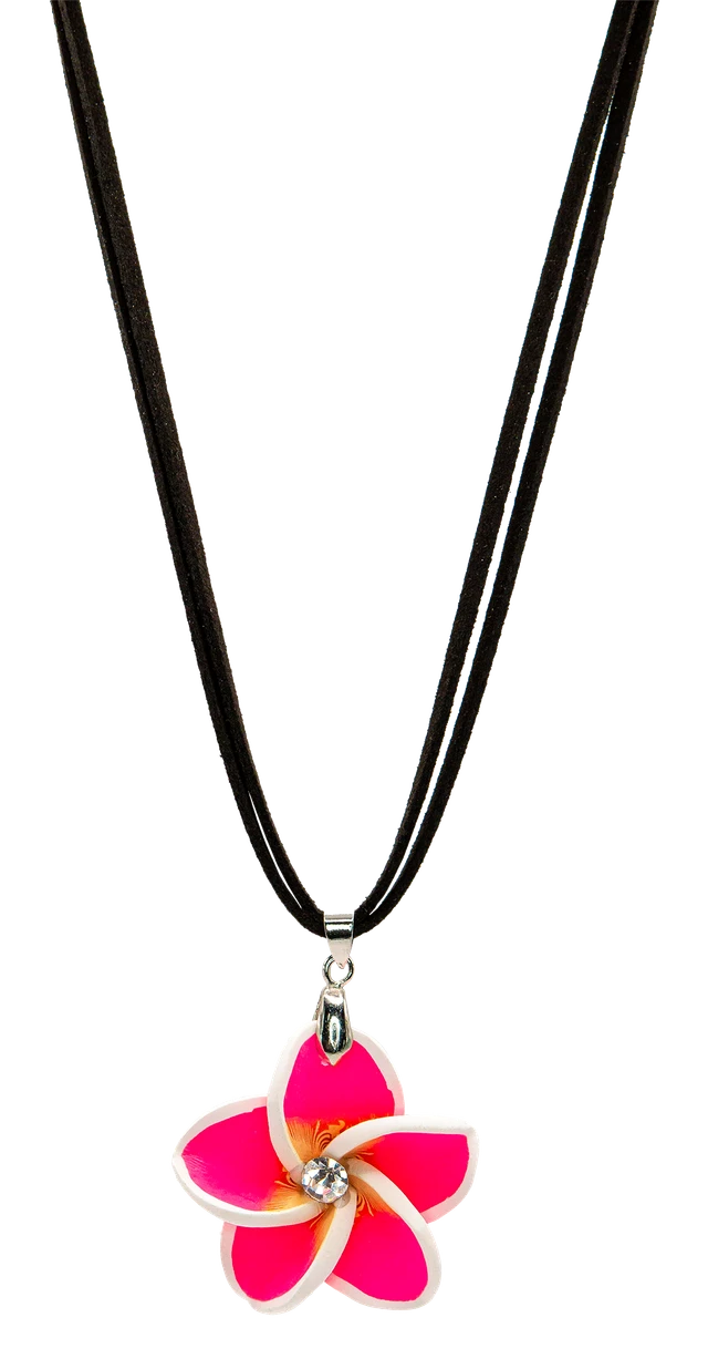 Plumeria Pendant on Corded Necklace: Purple