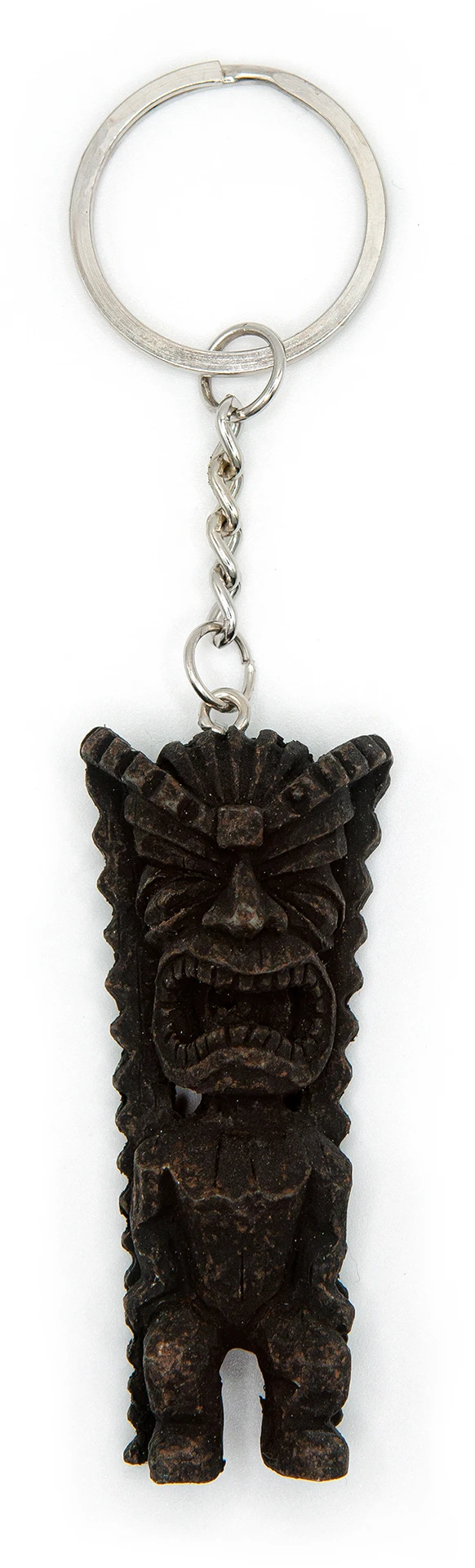 [手彫り/1点もの] ハワイアンディープカットキーフック Hapa Wood Tiki Keyring: God Of Luck