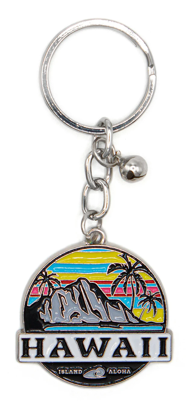 Metal Enamel Island Memories Keyrings: Tropical Sunset