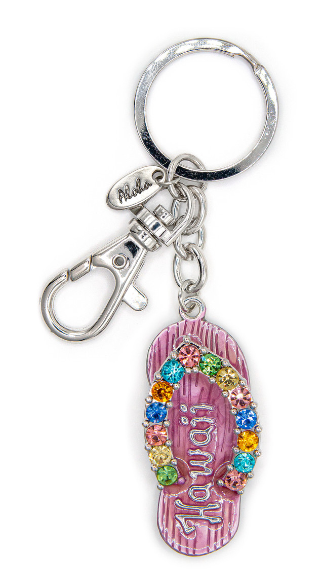 Island Bling Keyring - Hawaii Slipper: Blue