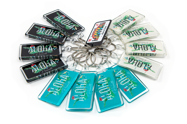 Lucite Keyring 12 Pack: Hawaii Assortment