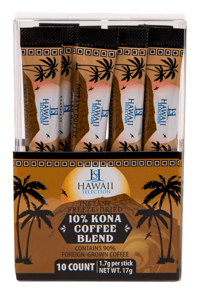 Hawaii Selection 10% Kona Coffee Blend* Freeze Dried Instant: Sticks