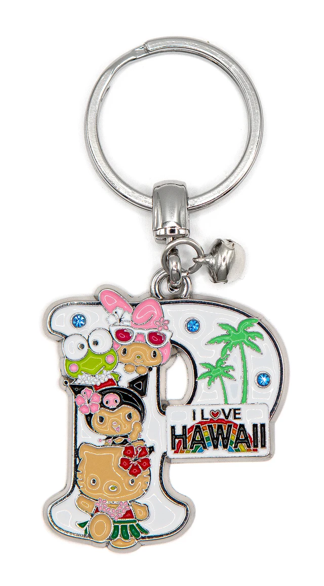 平成レトロ　Hello Kitty 海のなかまたち 花イルカイニシャル Hello Kitty® & Friends HAWAII Initial Keyring: P