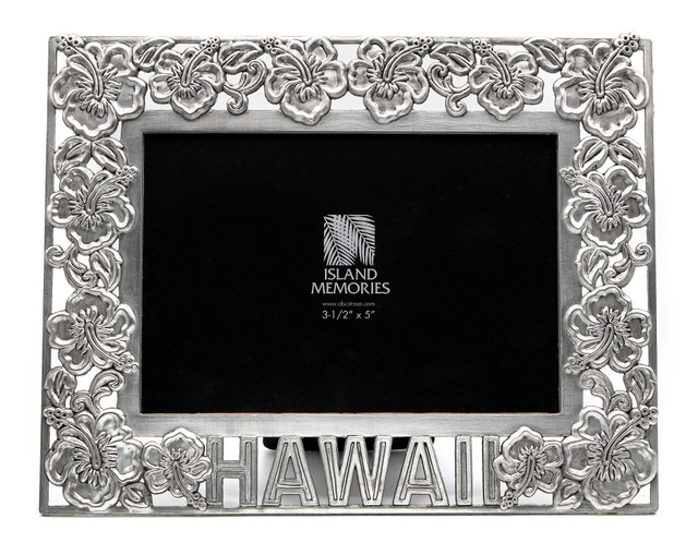 Hawaiian フォトフレーム ピンク ♡ ① Tropical Pewter Photo Frame: Tropical Flowers