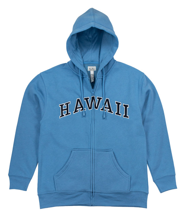Sweatshirt Zip Up Hoodie - Hawaii Logo Design: Black