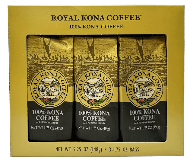 Royal Kona 100% Kona Coffee 1.75oz Grind 3 Pack