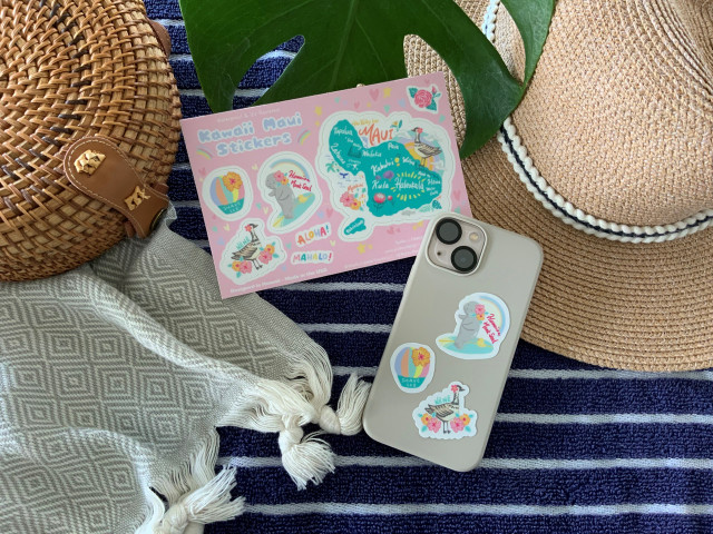 Kawaii Series Stickers - Hawaiian Monk Seal: Surfing
