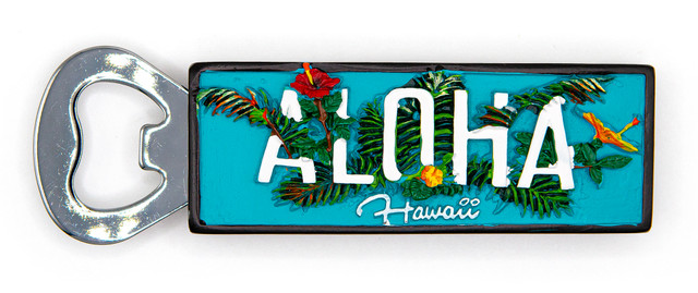 Metal Enamel Island Memories Keyrings: Aloha Fun