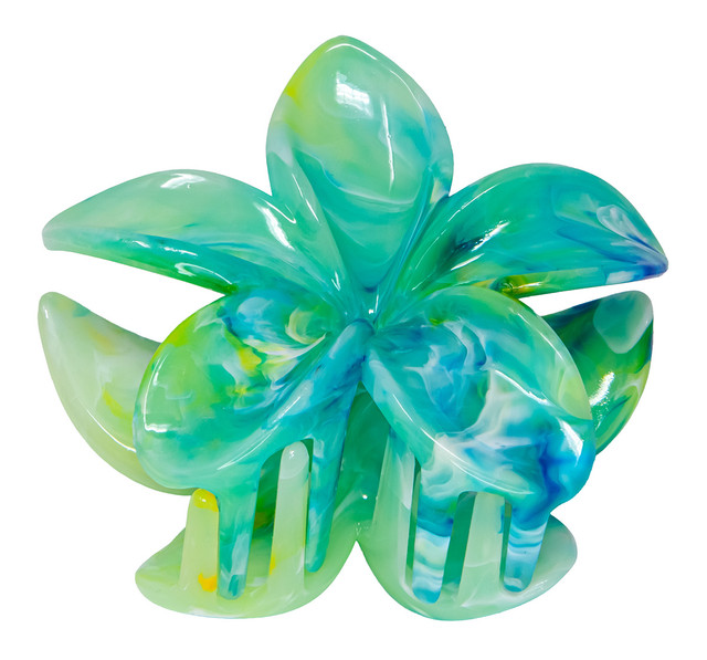 Marbled Large Jaw Style Hair Clip: Turquoise