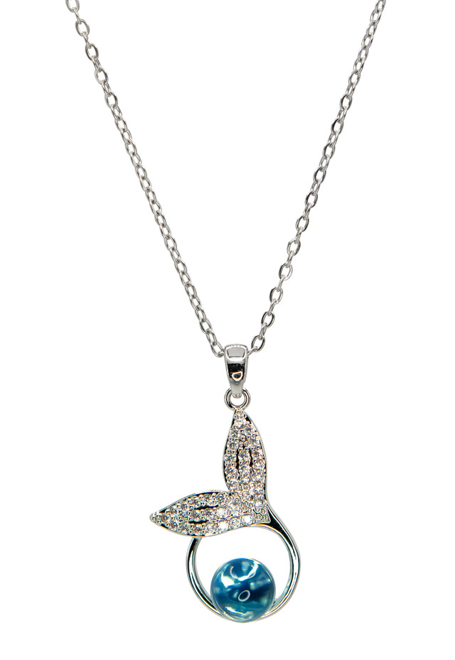 Nalu Glass Collection SILVER Necklace: Raindrop Double Starfish