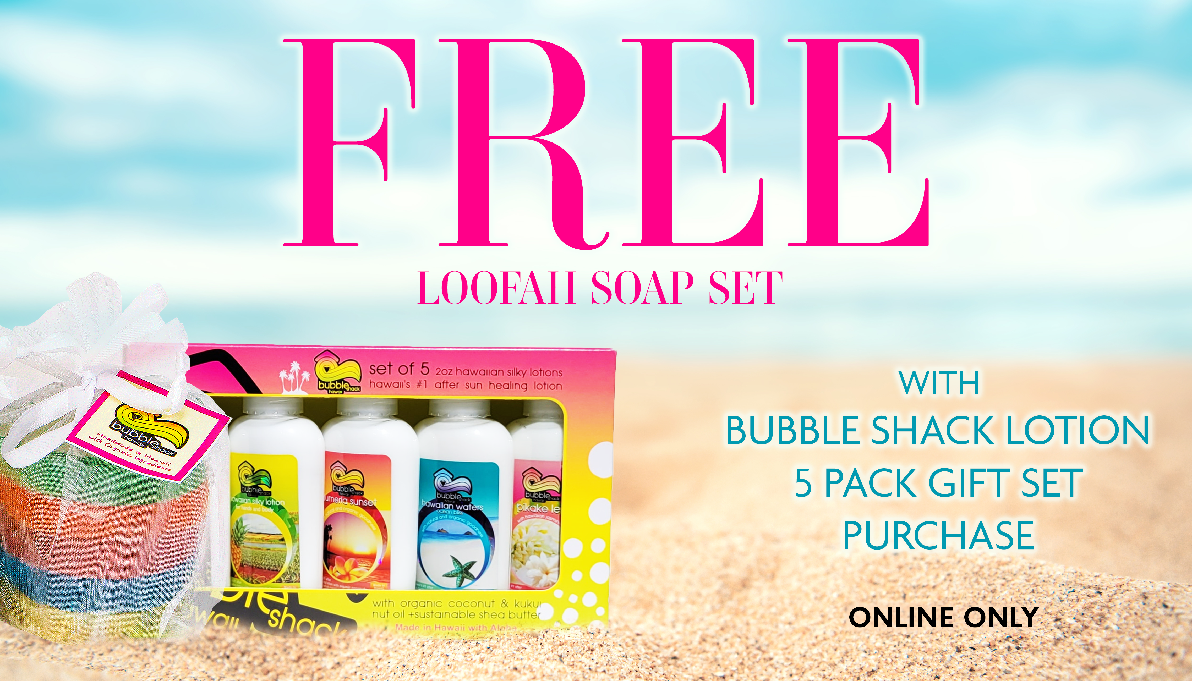 Free Loodah Soap Set With Bubble Shack Lotion 5 Pack Gift Set Purchase