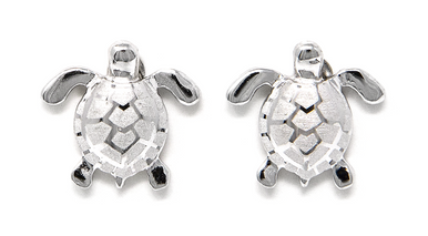 Moana Collection Sterling Silver Earring Stud: Solid Sea Turtle