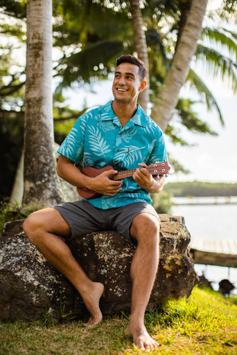 Aloha Shirt - Aqua Leaf