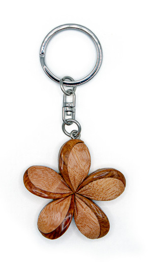 3D Wood Art Keyring - Plumeria