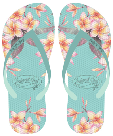 Island Girl® Slippers - Plumeria: Aqua