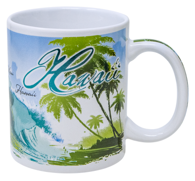 Hawaiian Design Ceramic Mug: Island Waves