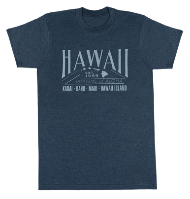 Crew Neck Tee - Islands of Aloha: Denim Heather Crew Neck Tee - Islands of Aloha: Denim Heather
