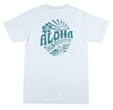 Crew Neck Tee - Sunny Aloha: White