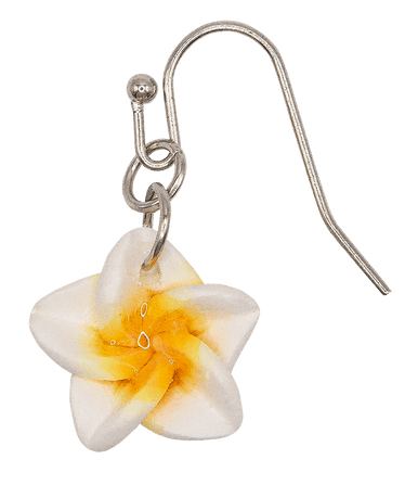 m⭐︎Floral Motif Short Earring - white Small Plumeria Dangle Earrings: White