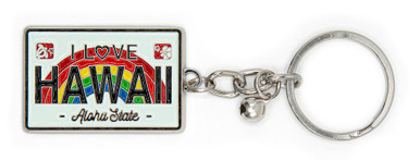 Metal Enamel Island Memories Keyrings: Hawaii License
