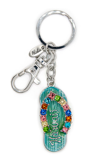 Island Bling Keyring - Hawaii Slipper: Blue