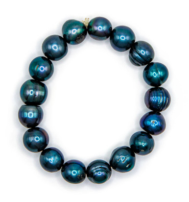 ●BLACKPURPLE● [Silver925] Little Ball Freshwater Pearl NC Freshwater Pearl Bracelet - Large: Black